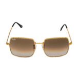 Ray-Ban square sunglasses with gradient brown lenses and gold frame