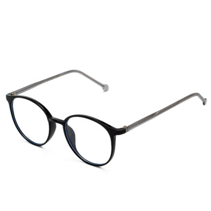 Chanel round black eyeglasses with transparent temples