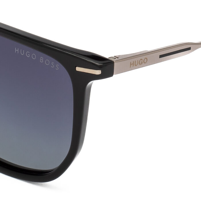 Hugo Boss unisex sunglasses with black square frame and gradient grey lenses