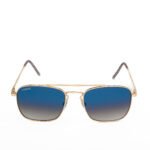 Vegas Gold Square Sunglasses with Gradient Blue Polarized Lenses