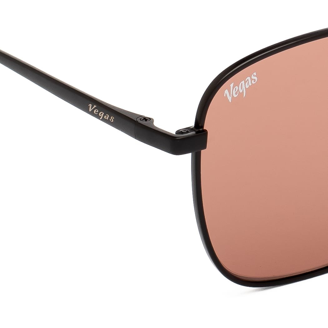 Vegas Black Square Polarized Sunglasses with Copper Lenses