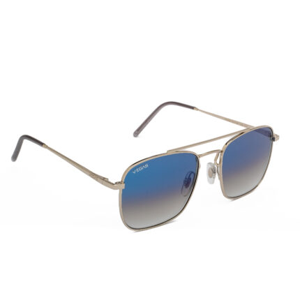 Vegas Silver Square Polarized Sunglasses with Blue Gradient Lenses