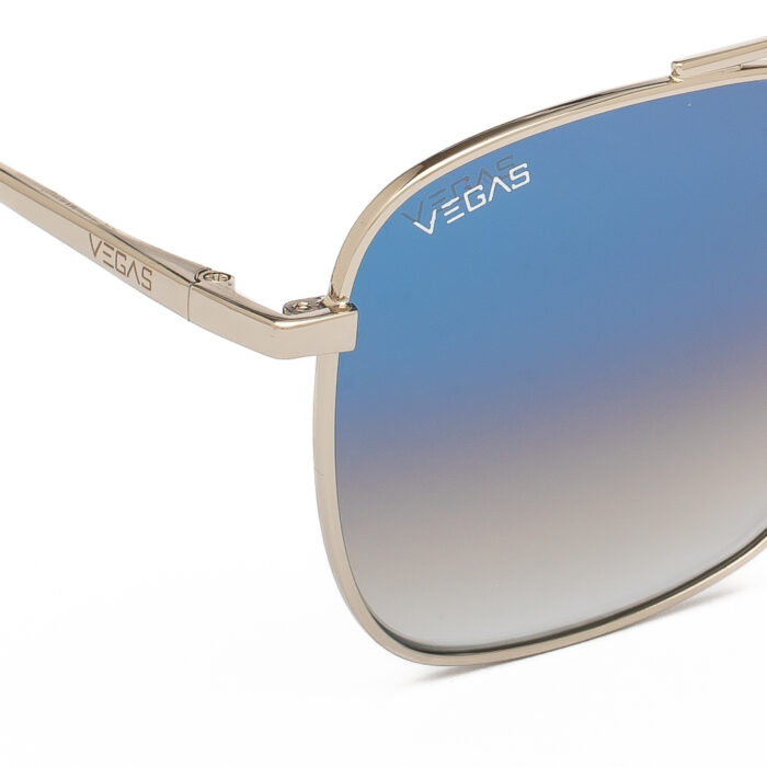 Vegas Silver Square Polarized Sunglasses with Blue Gradient Lenses