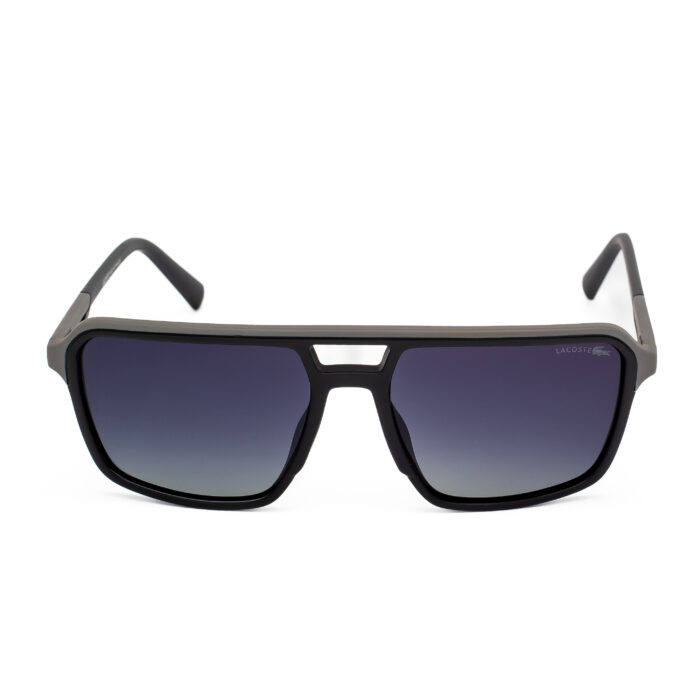 Lacoste sunglasses with gradient gray lenses Matte gray Lacoste sunglasses front view Polarized Lacoste square sunglasses side angle Tags: Lacoste sunglasses, Polarized sunglasses, Men's eyewear, Gradient lenses, UV protection هل تحب أجهز الاتنين دول في ملف Word واحد دلوقتي؟