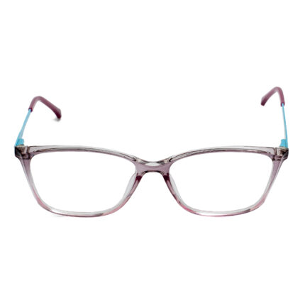 Vantage women's transparent pink square eyeglasses with blue temples