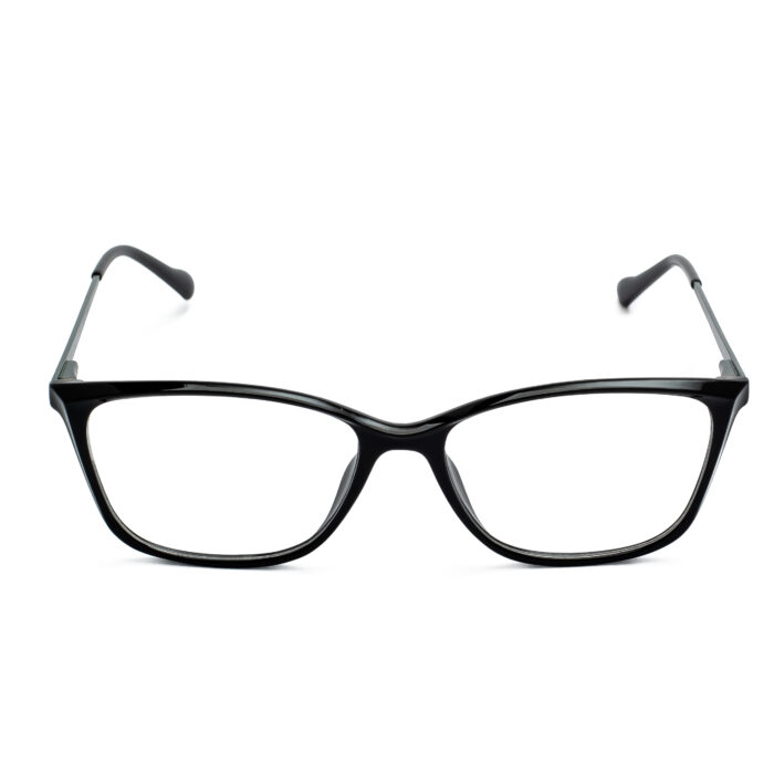 Vantage women's black square eyeglasses with silver metal temples