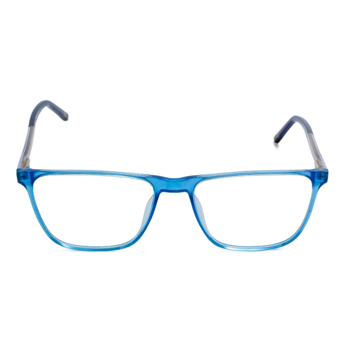 KTEPSY unisex blue eyeglasses with rectangular frame and transparent patterned temples