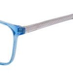KTEPSY unisex blue eyeglasses with rectangular frame and transparent patterned temples