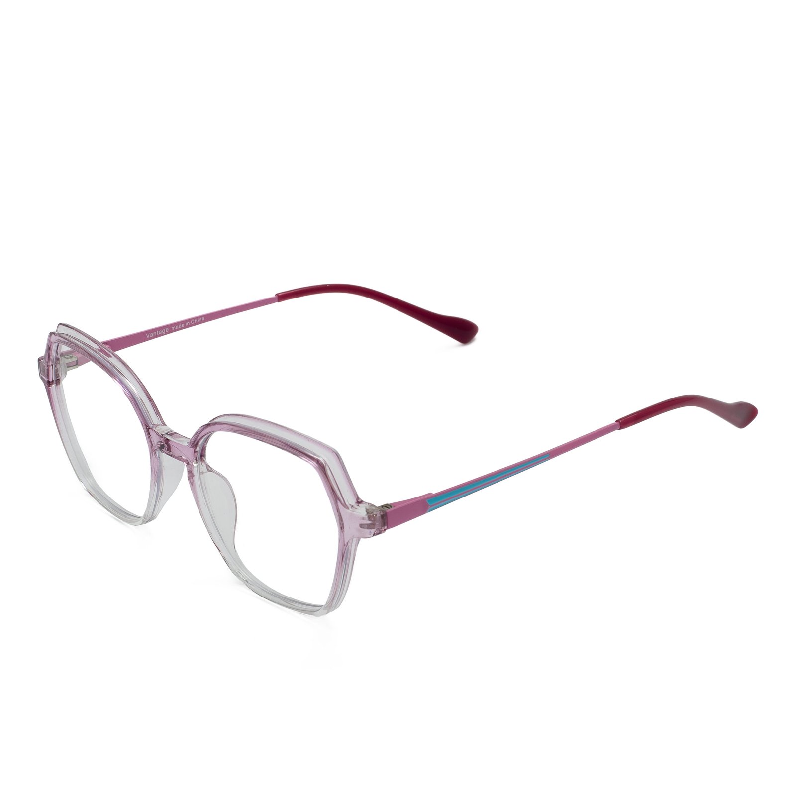 VINTAGE pink transparent geometric eyeglasses