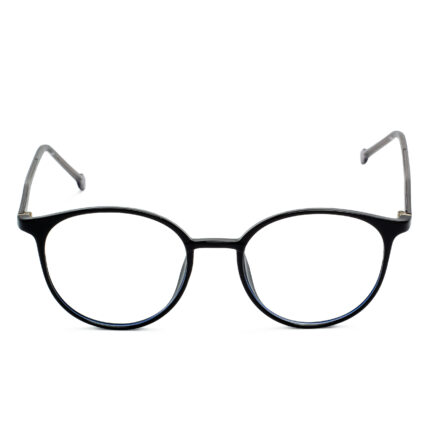 Chanel black round eyeglasses with grey temples