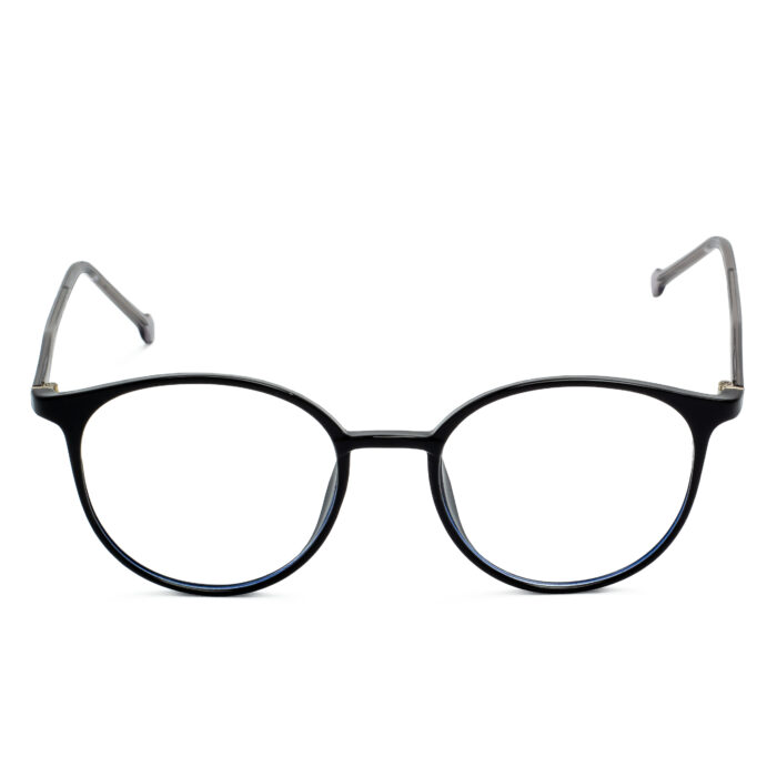 Chanel black round eyeglasses with grey temples