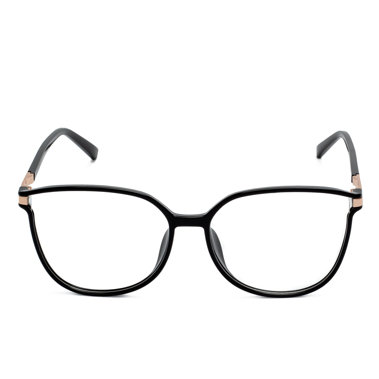 Vegas black eyeglasses with gold metal temples