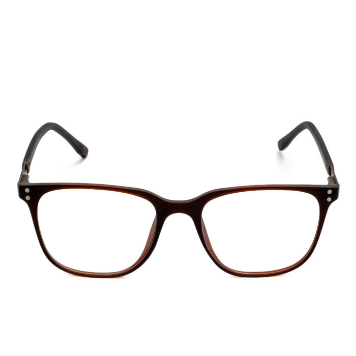 HELIOS Transparent Brown Eyeglasses with Metal Temples