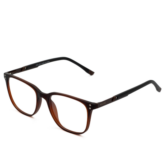 HELIOS Transparent Brown Eyeglasses with Metal Temples