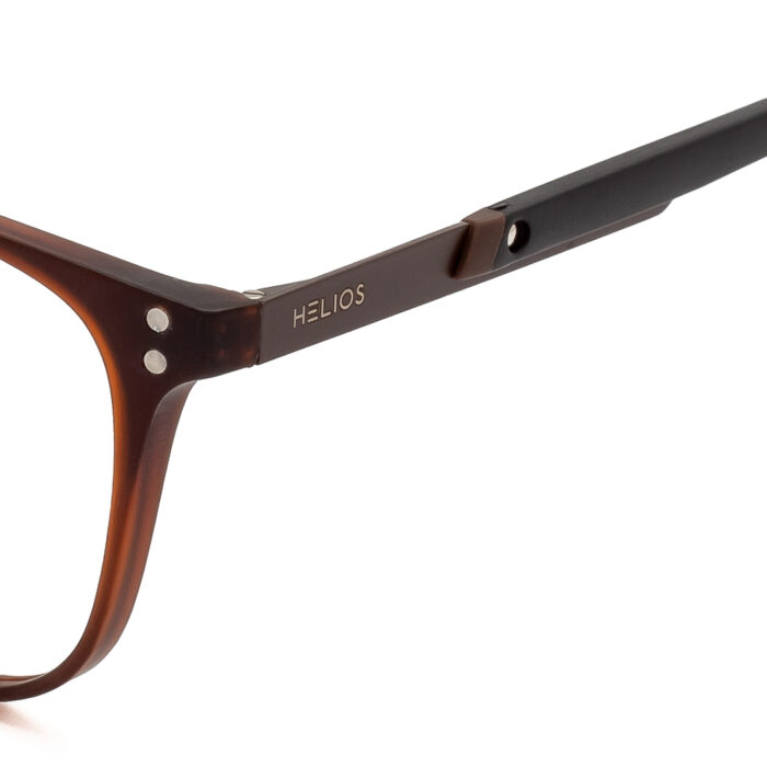HELIOS Transparent Brown Eyeglasses with Metal Temples