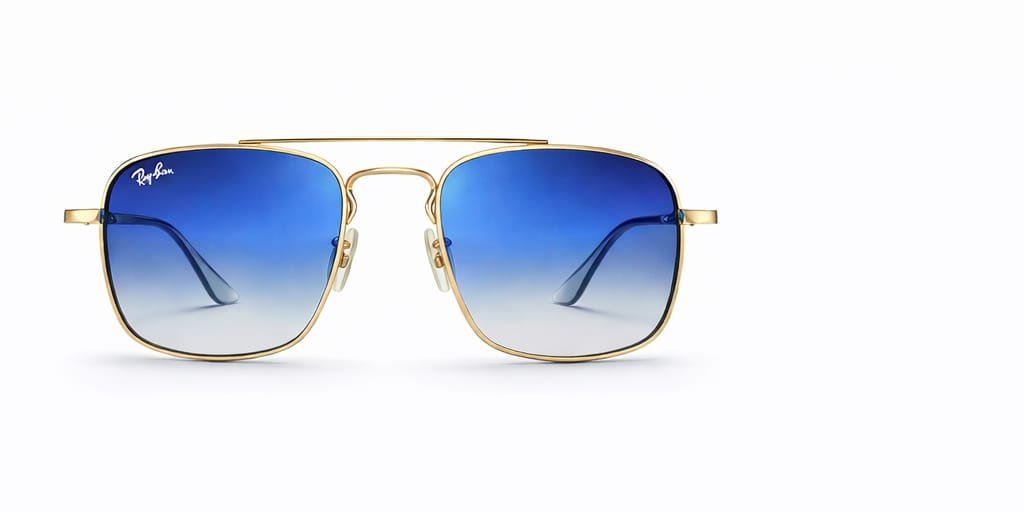 Ray ban polarized sunglasses unisex blue gradient