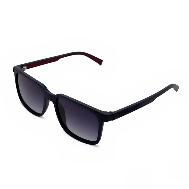 Matte black square sunglasses gradient lens close up