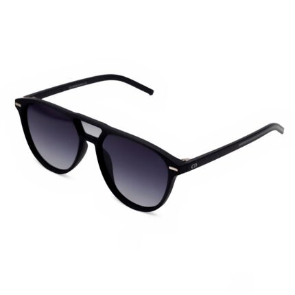 Matte black square sunglasses gradient lens unisex