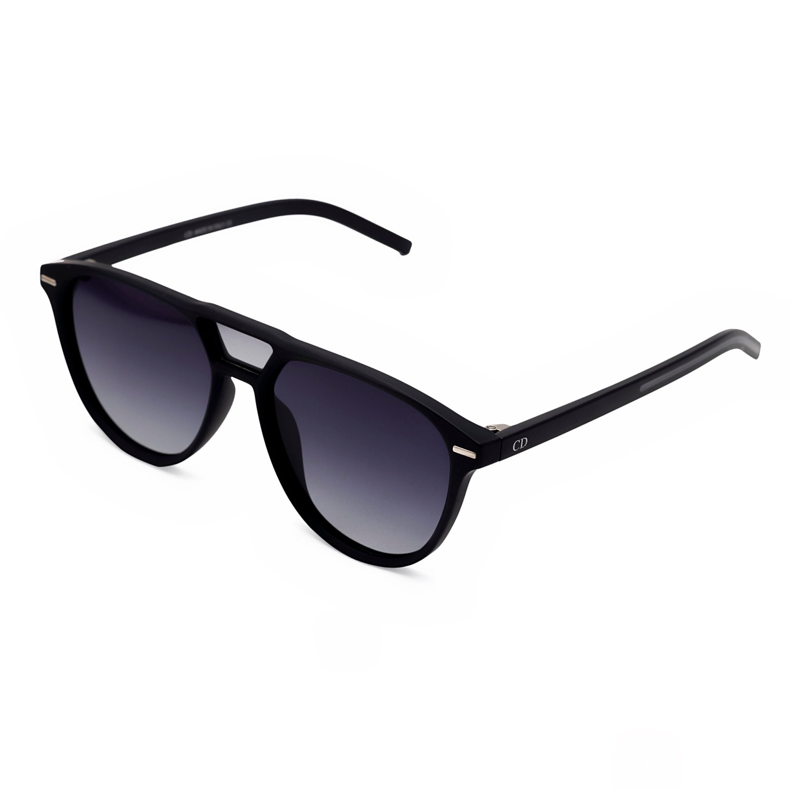 Matte black square sunglasses gradient lens unisex